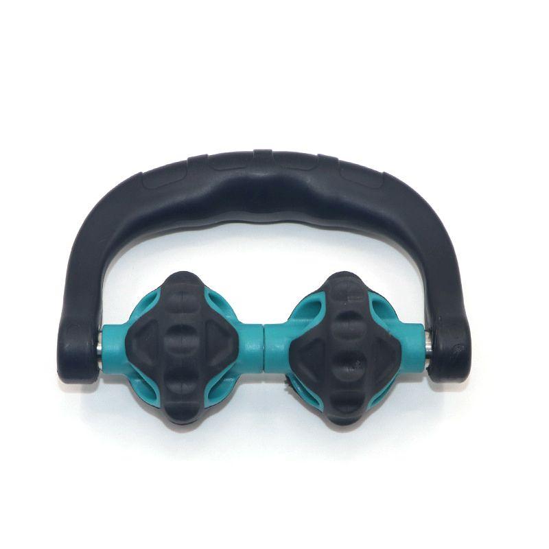 Hand-held body massager with 2 rollers - black and blue