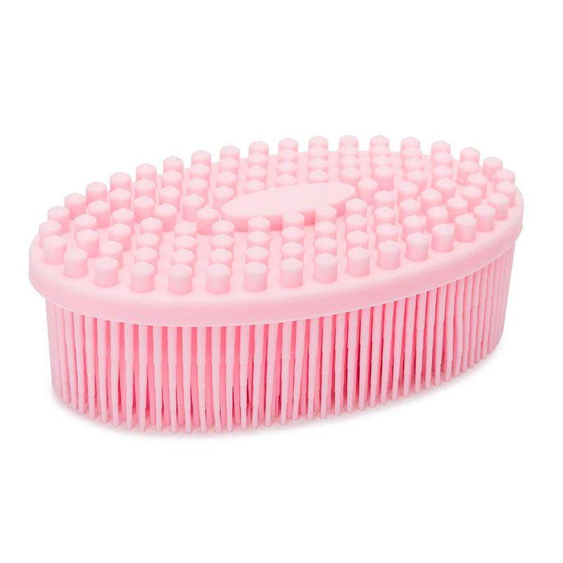Silicone brush for washing children - pink