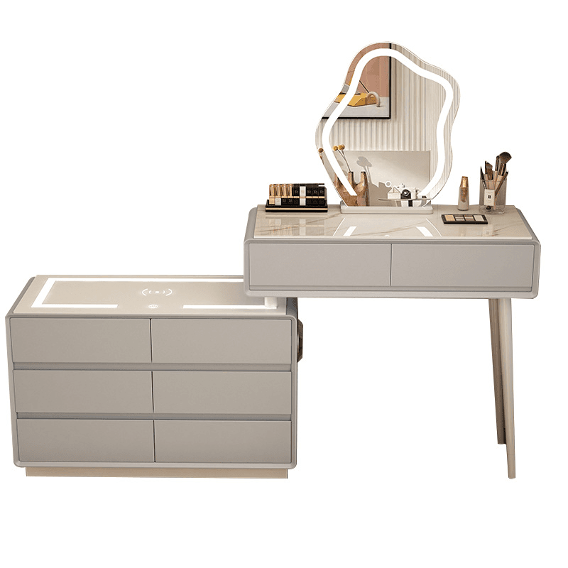 Dressing table with induction charger/ Furniture set, Laura - 100 cm - white