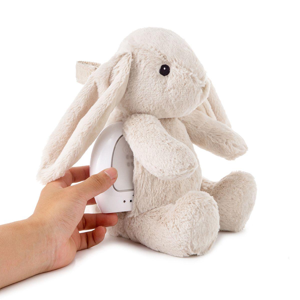 Humming bunny with a motion sensor and a music box