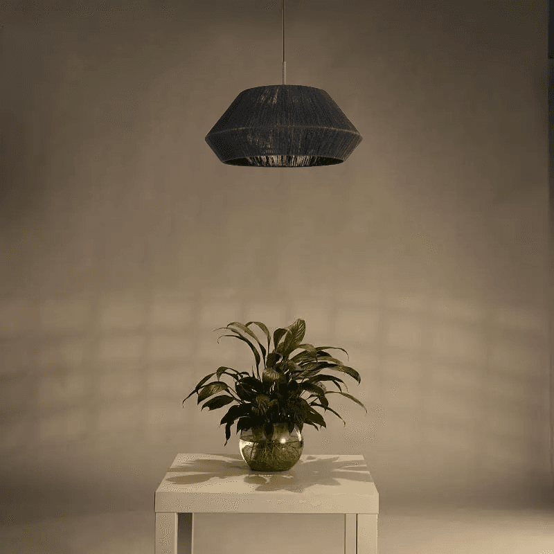 Lampa naturalna rattanowa wisząca - 50 cm (czarna)