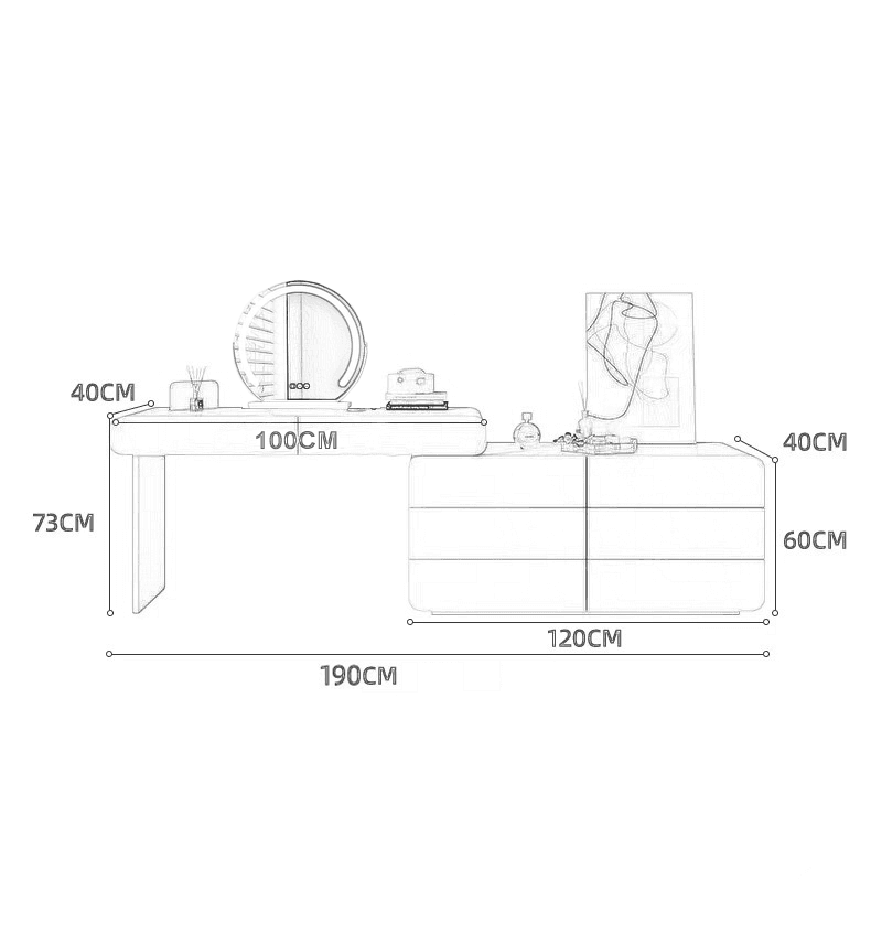 Premium dressing table/Furniture set - 100 cm - white