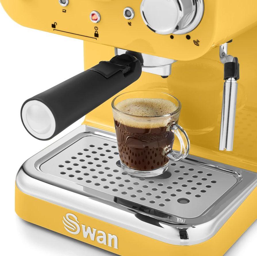 Swan Retro Pump Espresso Coffee Machine - Yellow