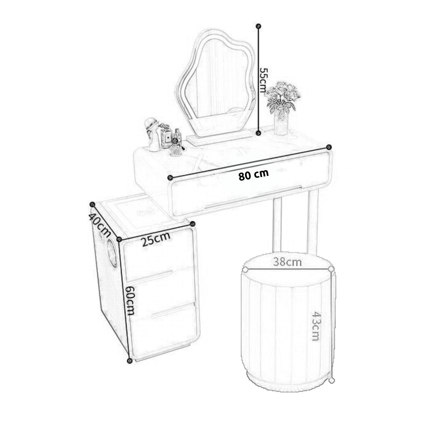 Makeup dressing table /80 cm Maja - Gray Color