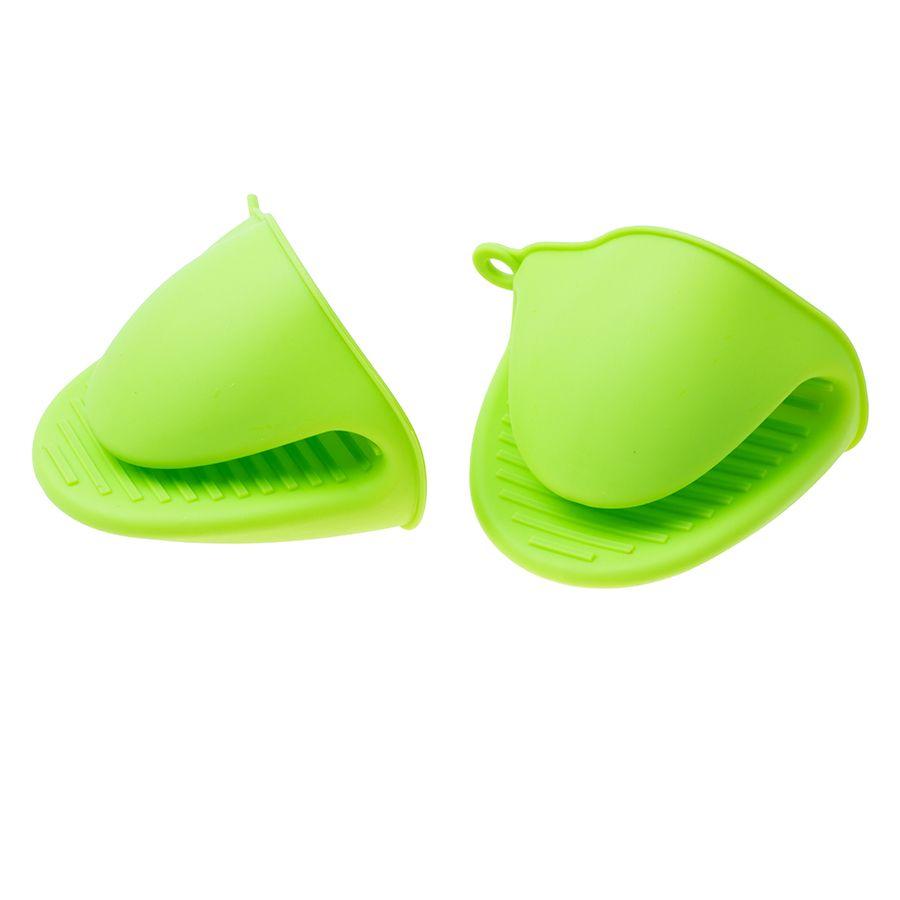 Silicone kitchen gloves/ clamp/ gripper (2 pieces) - green