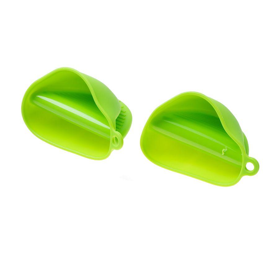 Silicone kitchen gloves/ clamp/ gripper (2 pieces) - green