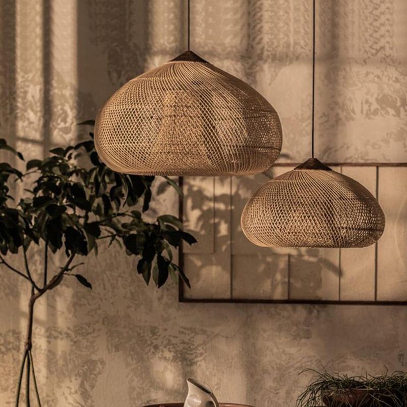 Dekoracyjna rattanowa lampa wisząca - 40 cm (naturalny kolor)