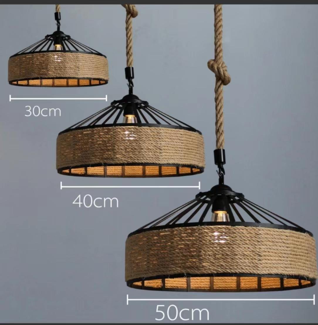 Ceiling Lamp with Hemp Rope on Original Jute Line - Diameter 50 cm