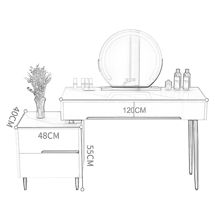 LOFT dressing table Set / 120 cm Top - Gray Color