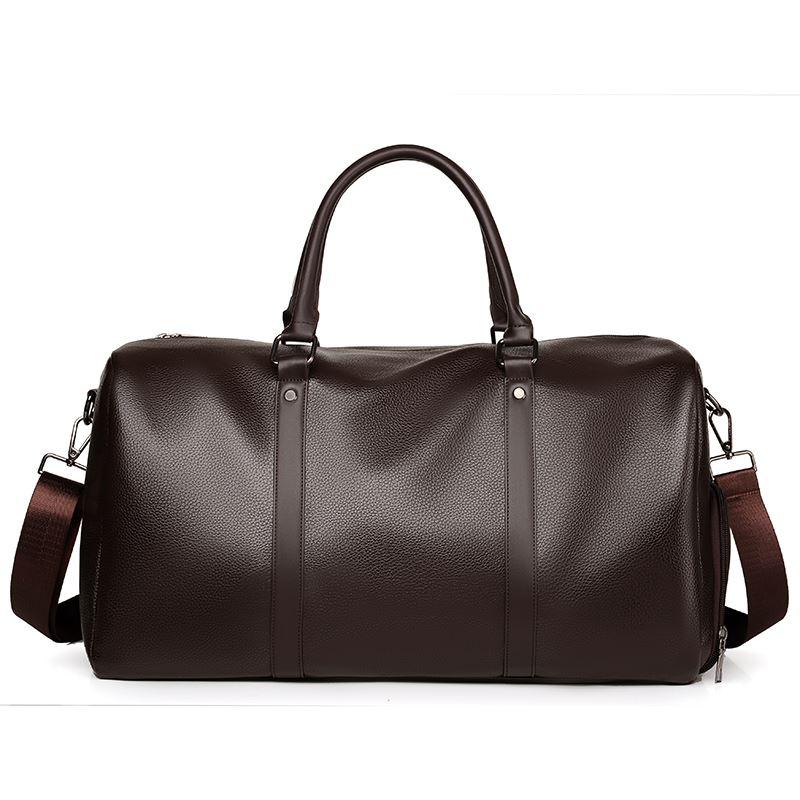 Waterproof travel bag, for the gym, leather - brown