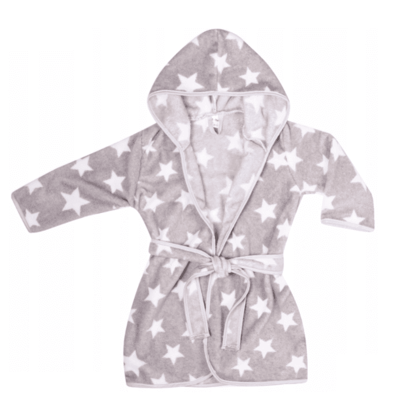 Children's bathrobe size 104/110/116 - gray in stars