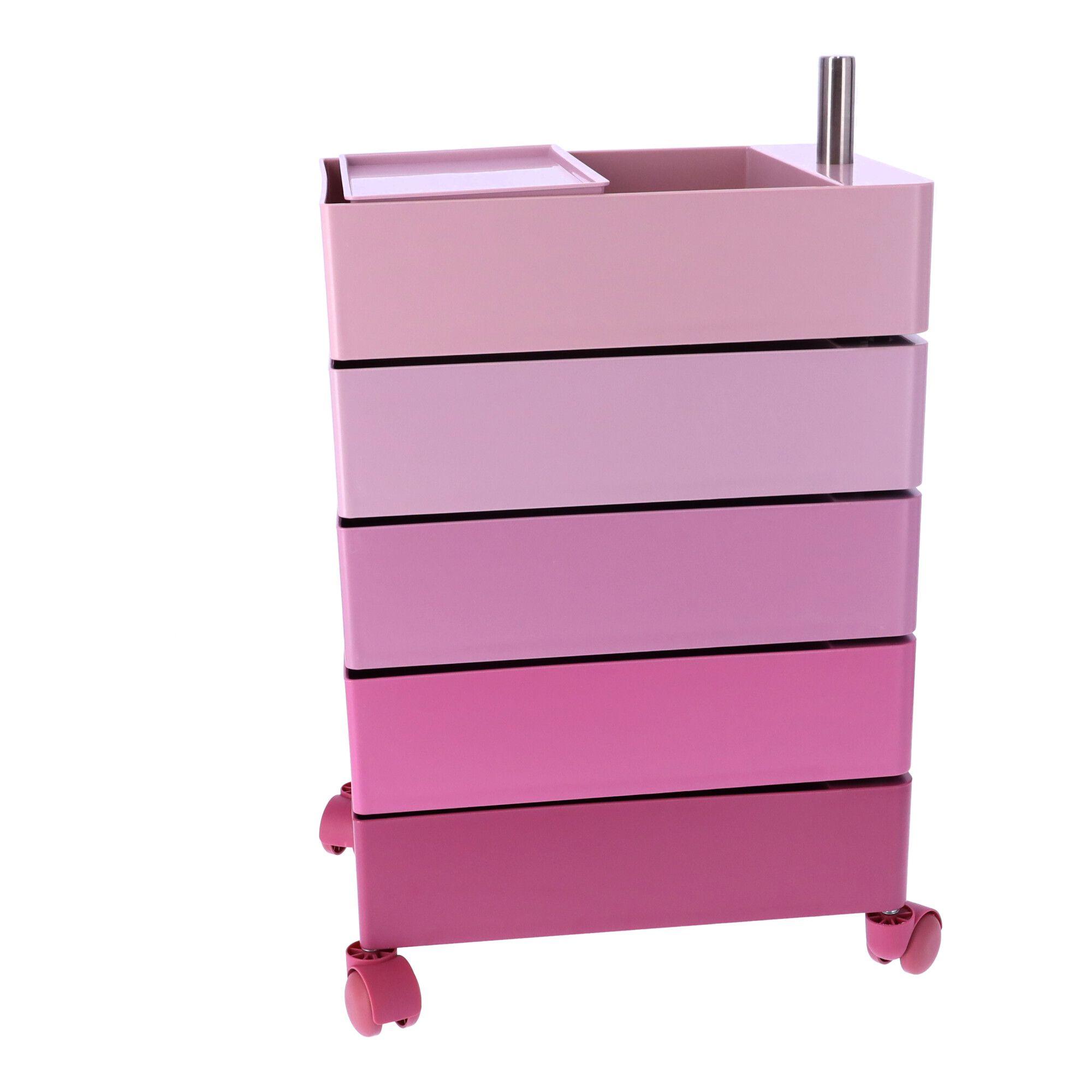 Office pedestal 360 / Handy cabinet on wheels with five drawers - pink