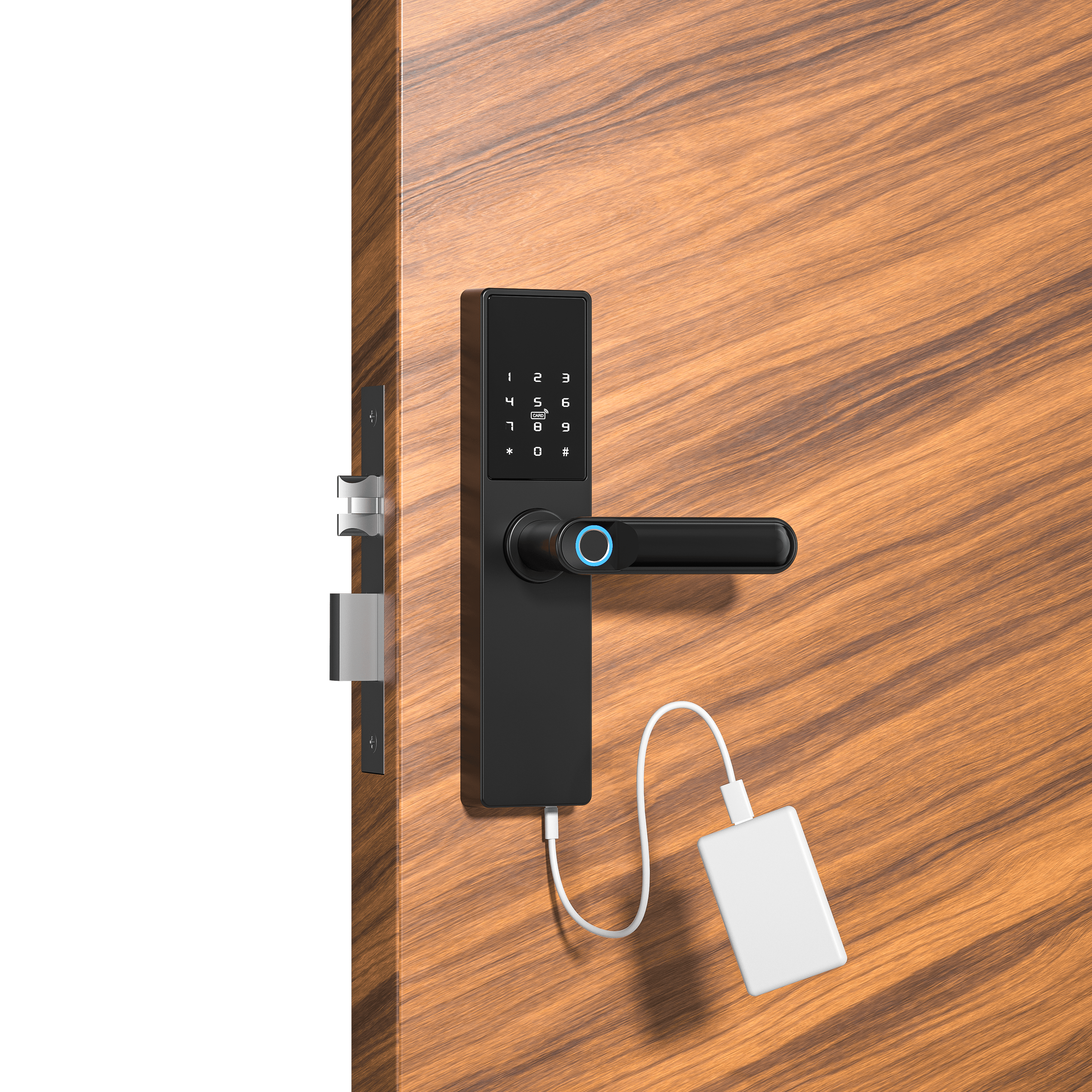 Tuya smart door lock, Electronic door lock for fingerprint, code, Wi-Fi, RFID - black
