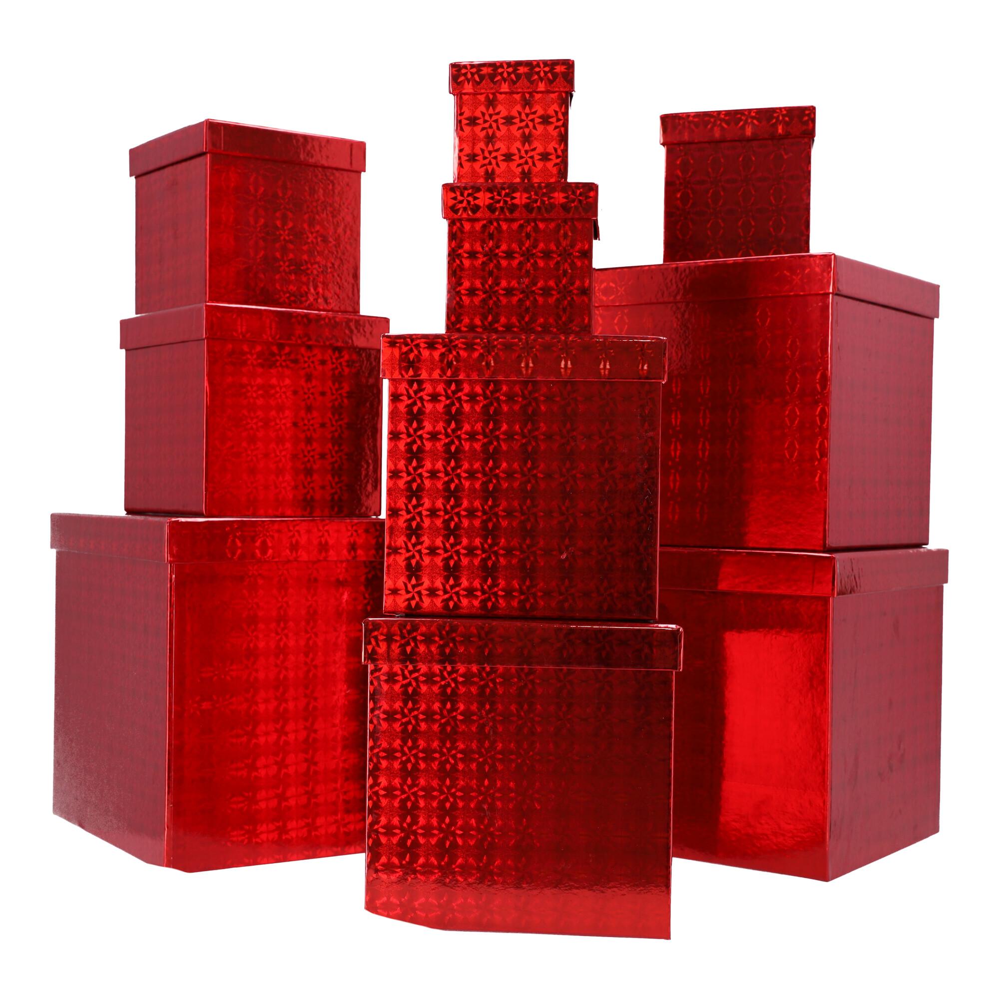 Pudełko prezentowe kwadratowe - czerwone 12,5x12,5 cm