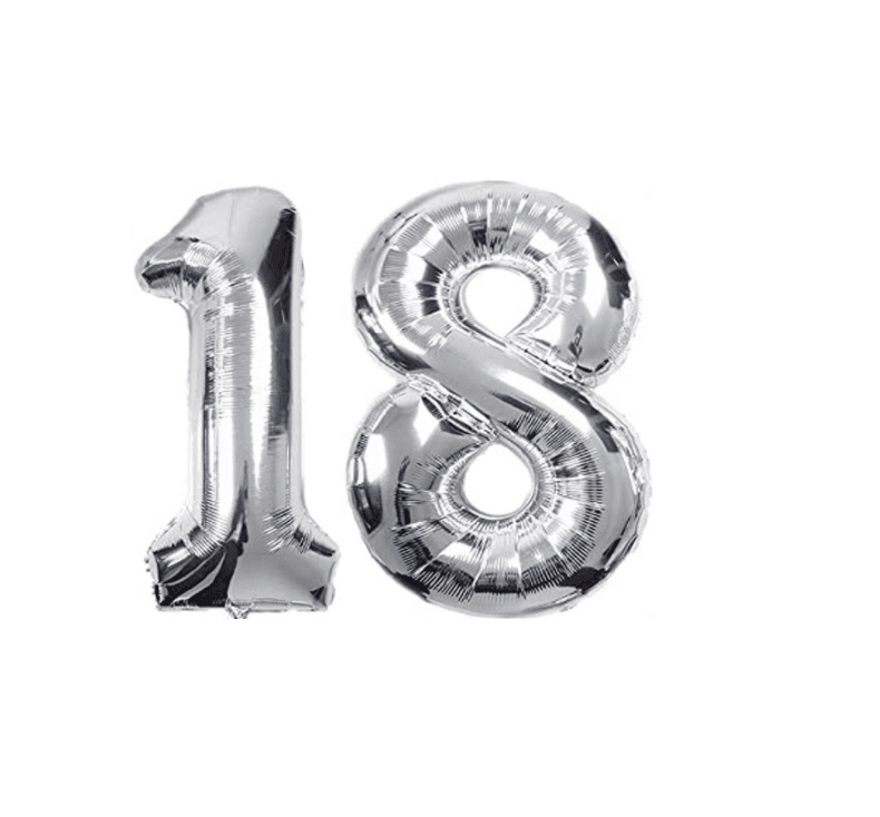 Zestaw balonów na 18-ste urodziny - srebrno - czarne