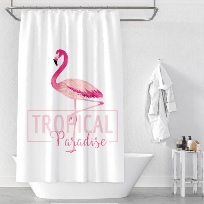 Shower curtain (width 180 cm x height 200 cm) — flamingo