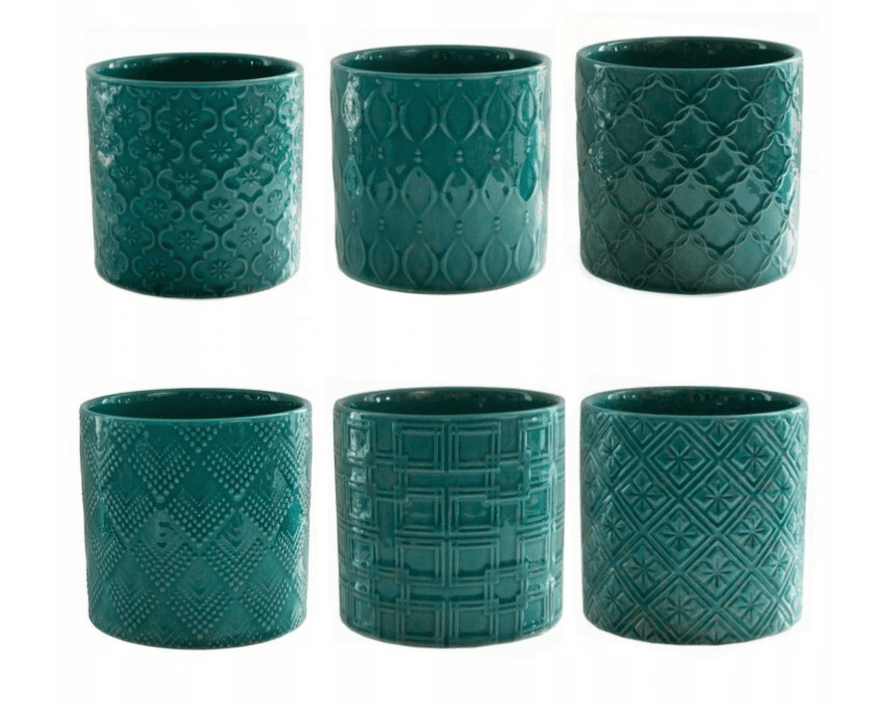 Flower pot, cylindrical, turquoise color, 16 cm, from the Vintage collection