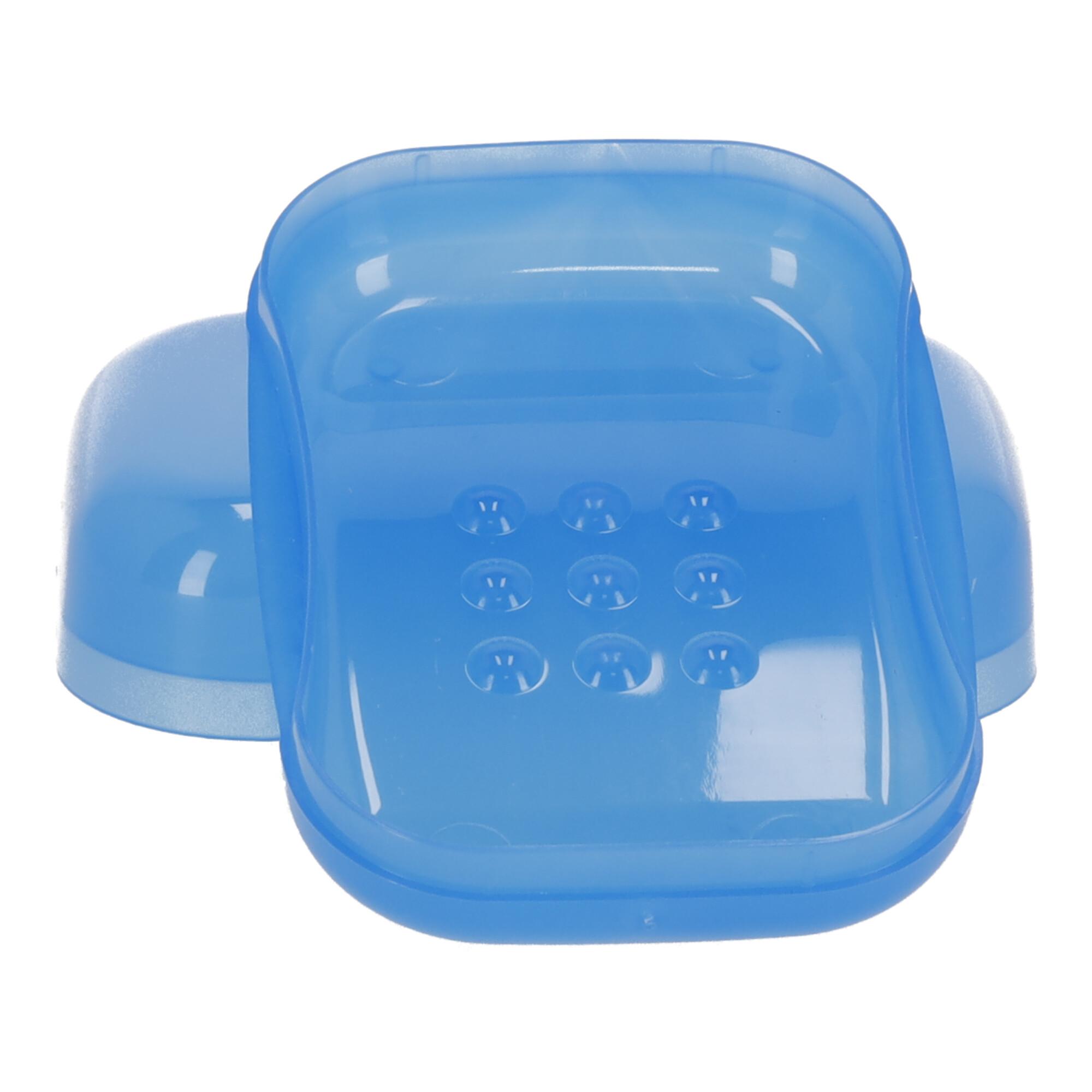 Tourist soap dish, closed plastic soap dish, type III - dark blue