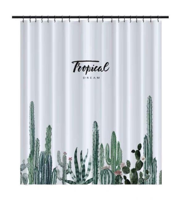 Shower curtain (width 180 cm x height 200 cm) — cactus pattern