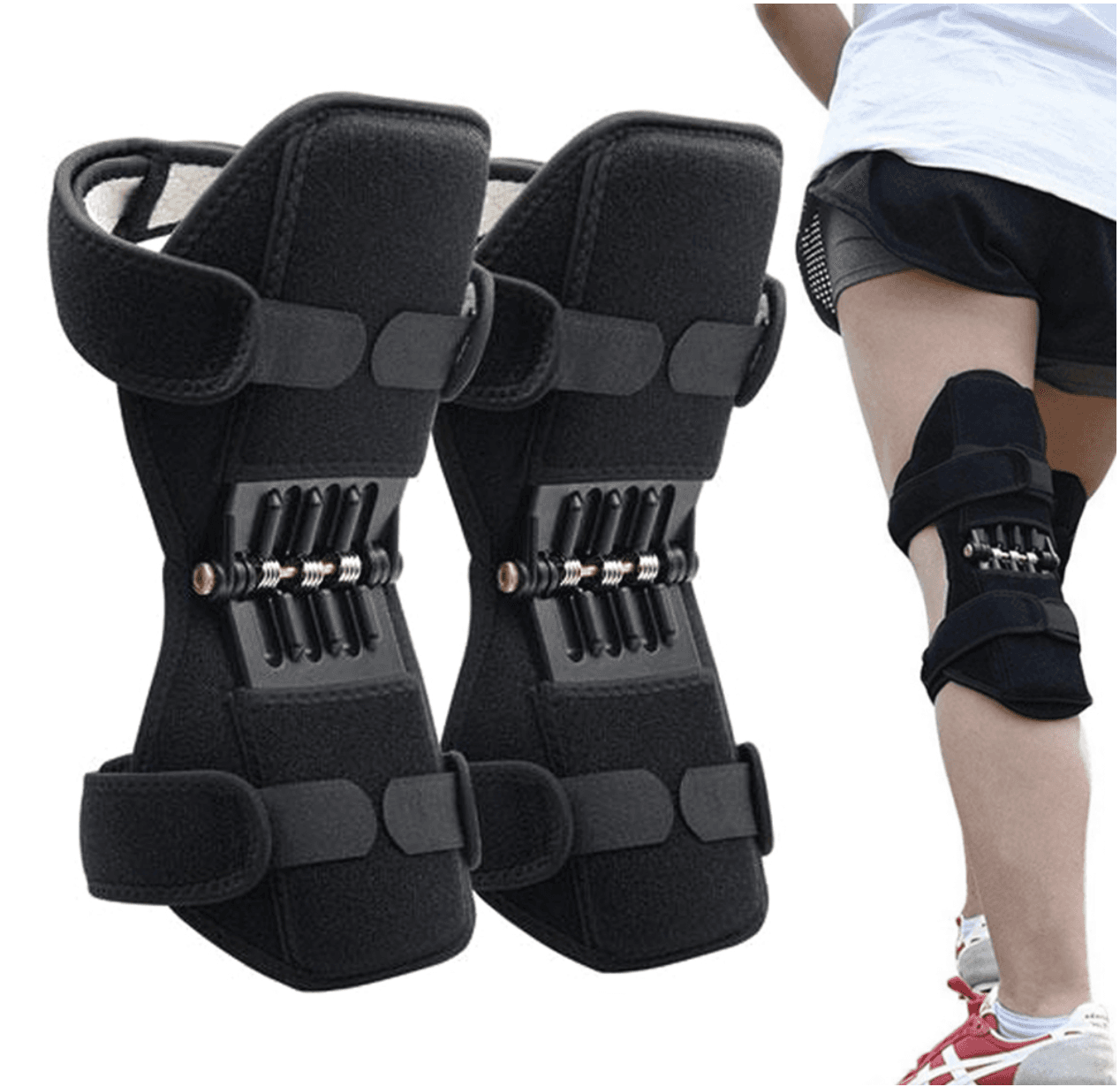Power Knee - Stabilizatory wspomagacz na kolana - czarny, zestaw 2szt.