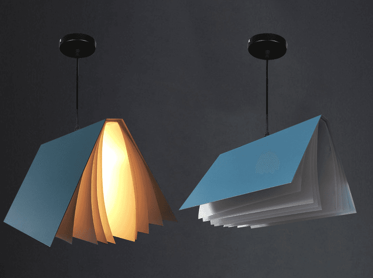 Stylish hanging lamp - book - light blue