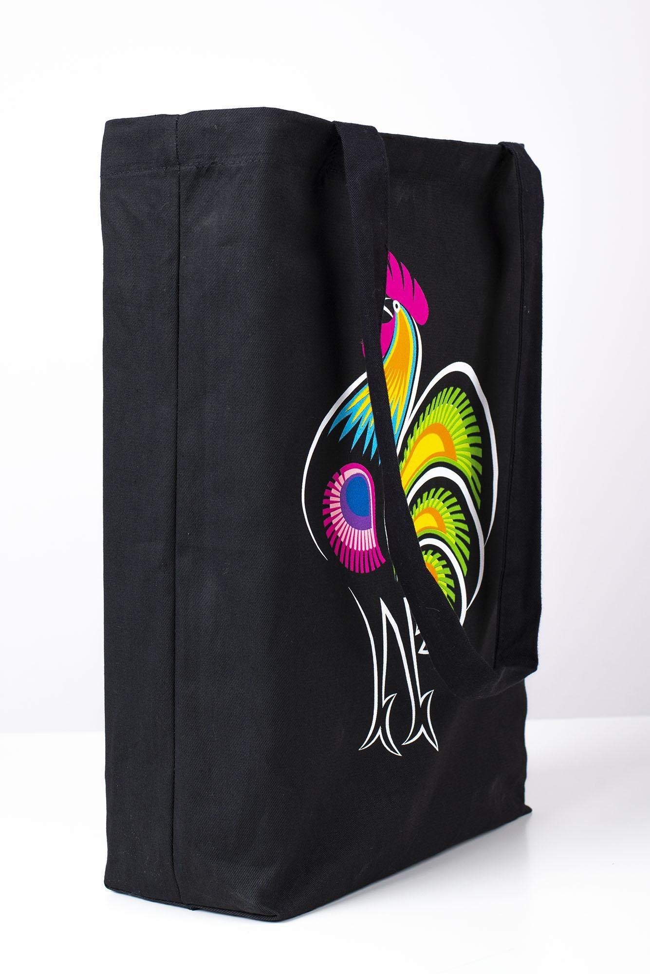 Bag with a bottom FOLKSTAR rooster black