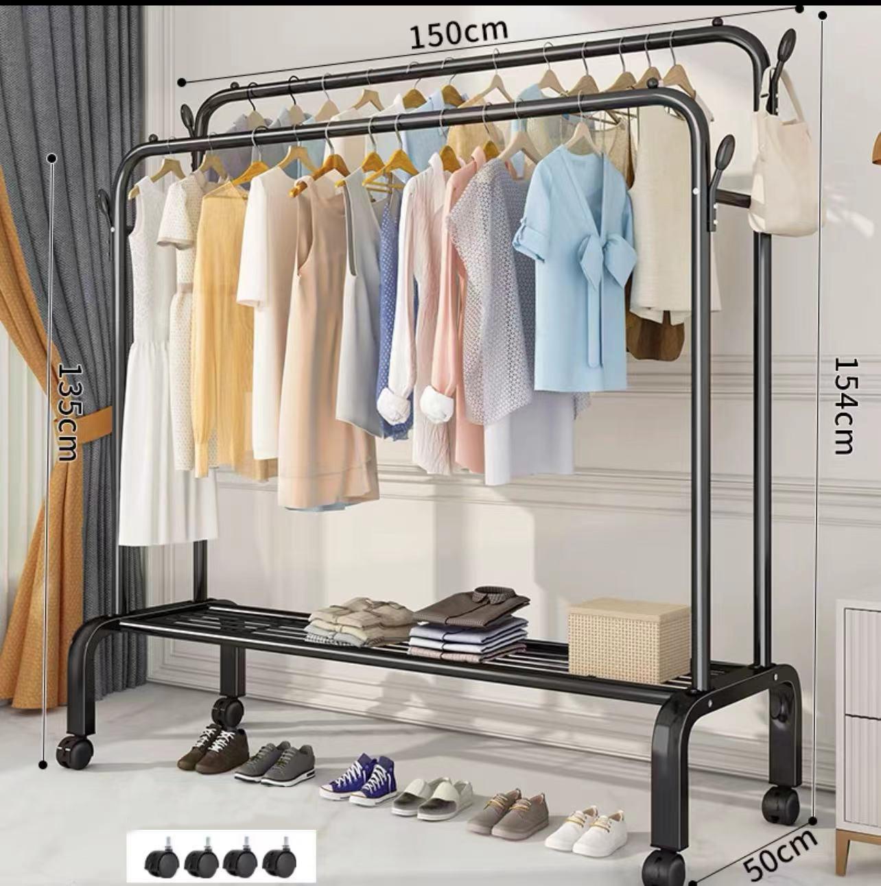 Multifunctional free-standing clothes hanger 150x154cm - black