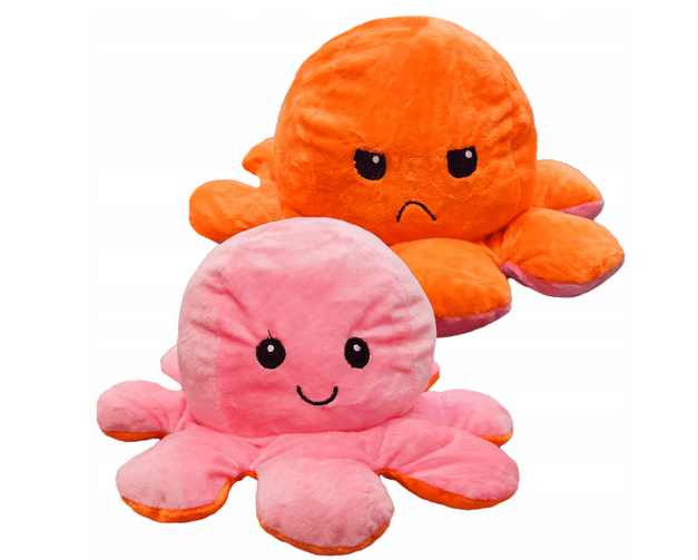 Octopus double-sided mascot 20 cm - orange & pink
