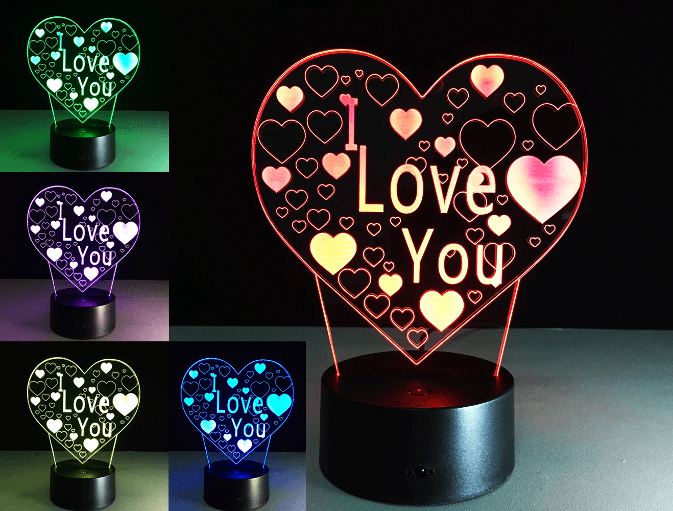 Lampka nocna 3D LED "I LOVE YOU" mała