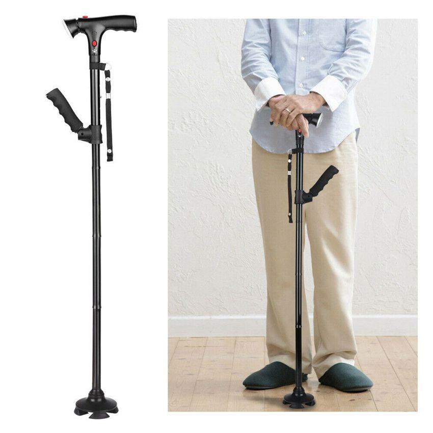 Multifunctional walking stick with LED flashlight