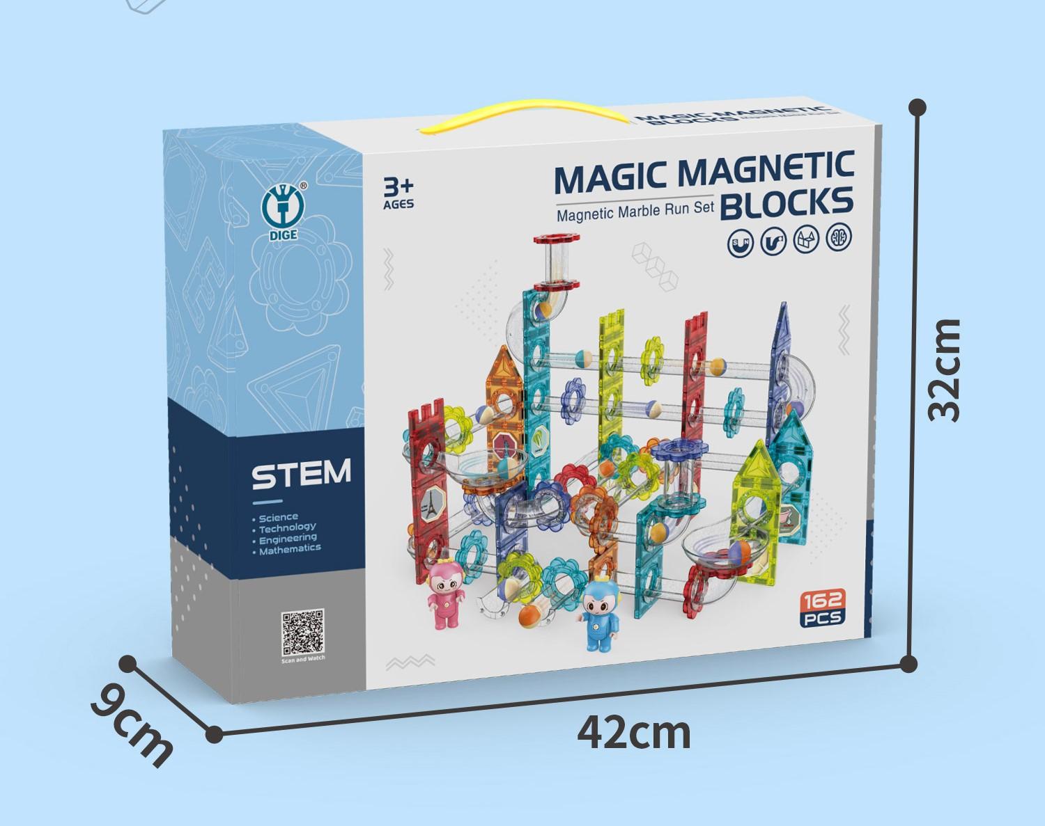 Magnetic building blocks - Tracks - Set of 162 pieces
