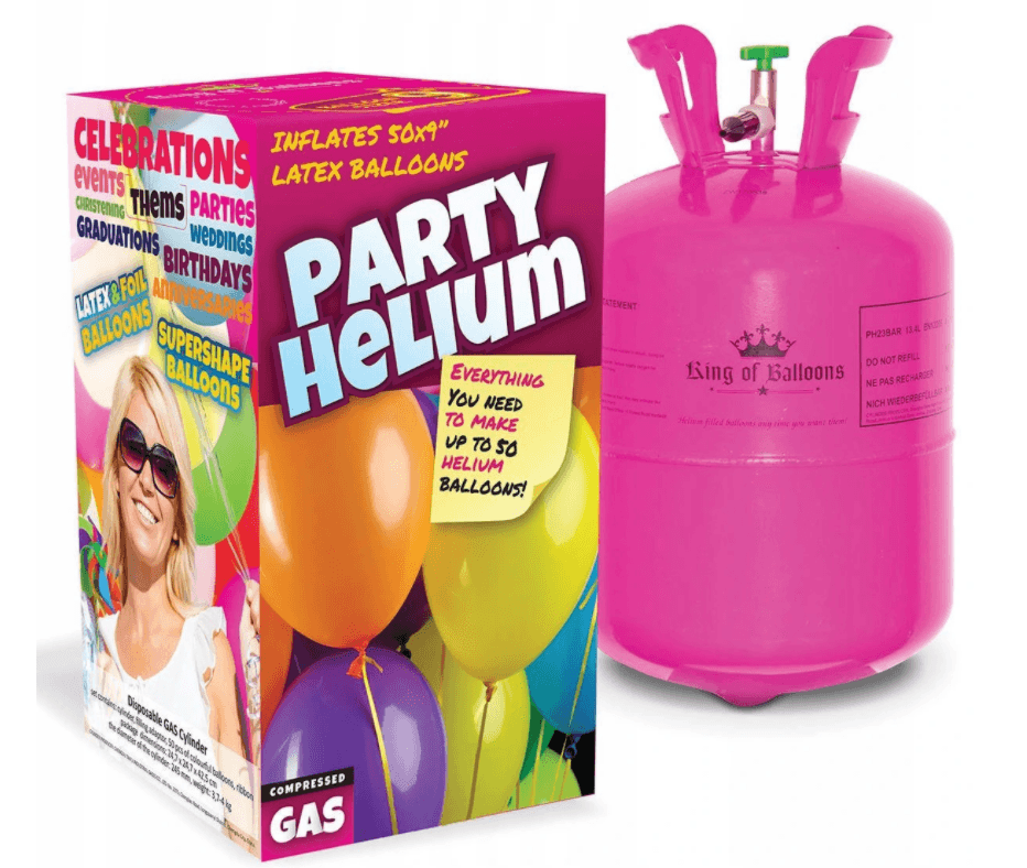 Helium cylinder for 50 balloons + balloons + ribbon