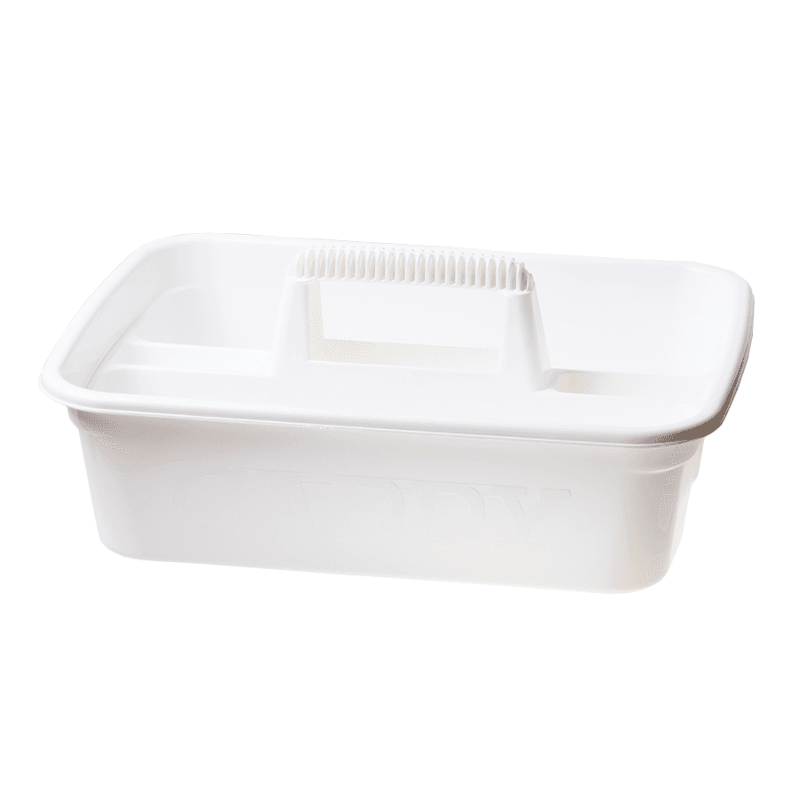 Bin container with a chemical holder for cleaning - white