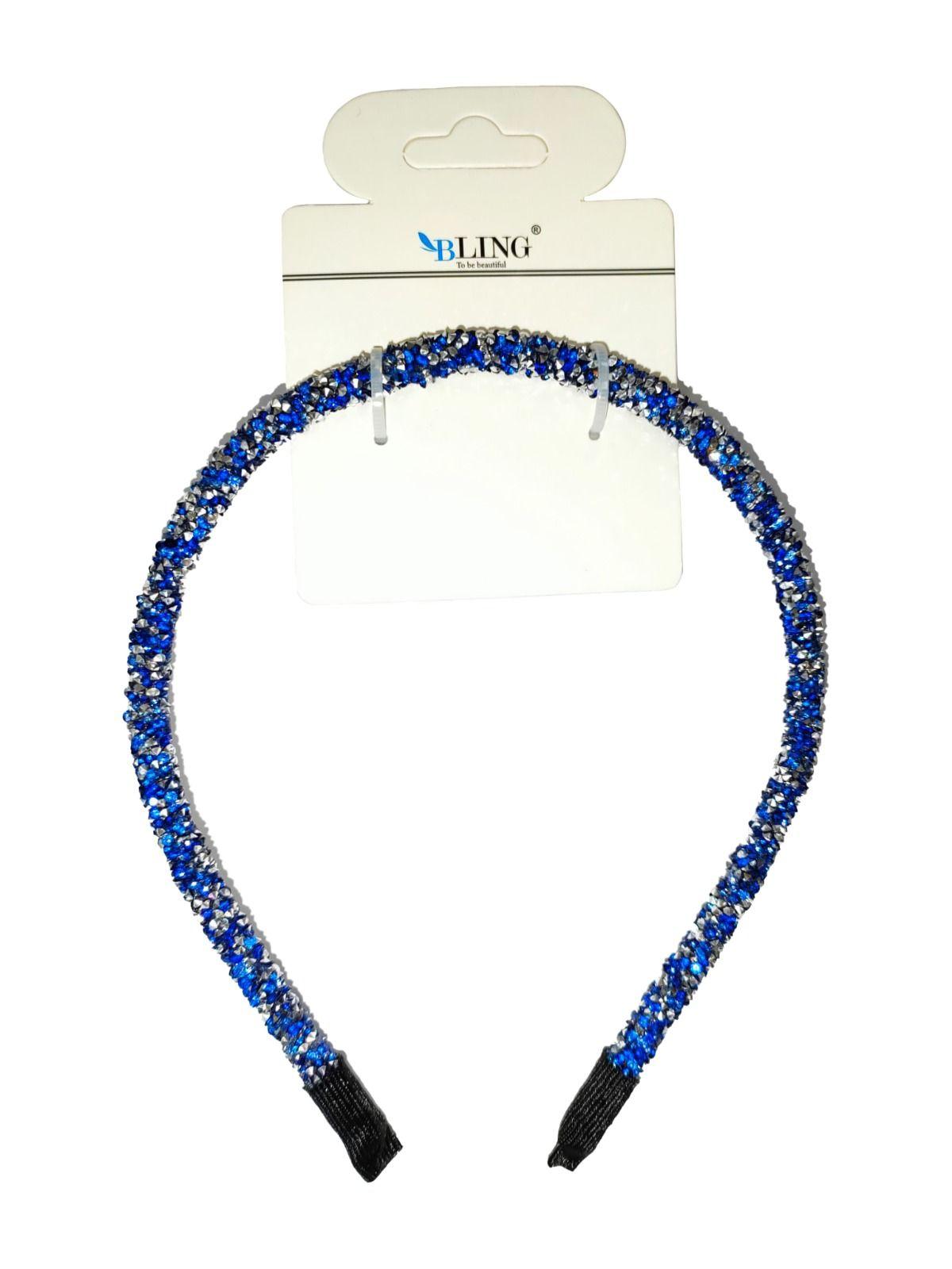 BLING hairband with dewlap crystals - blue silver