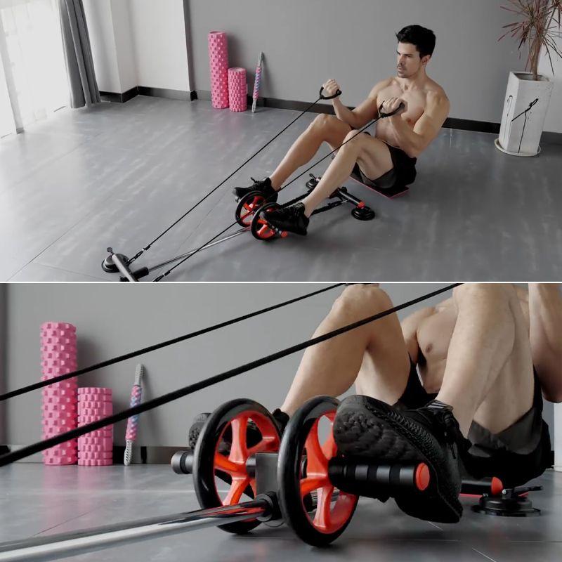 Roller z podstawą do ćwiczeń mięśni brzucha - czarny