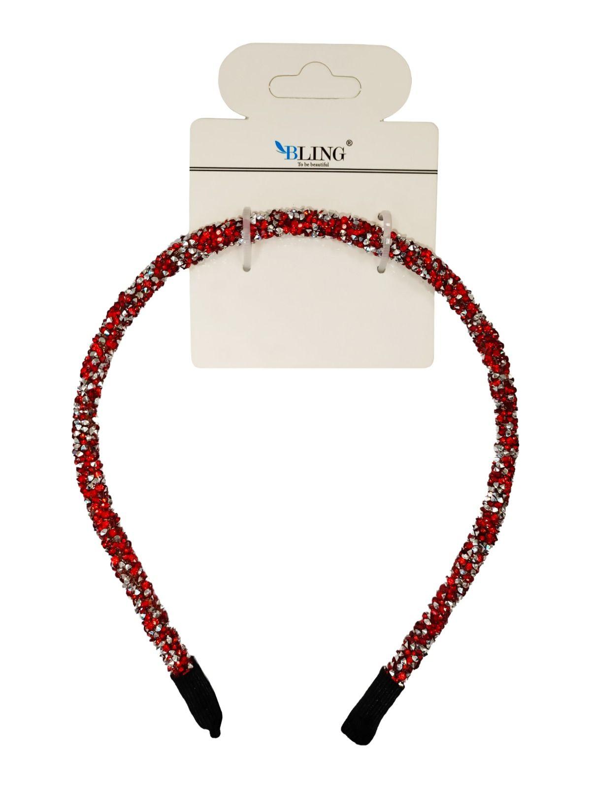 BLING hairband with dewlap crystals - red silver