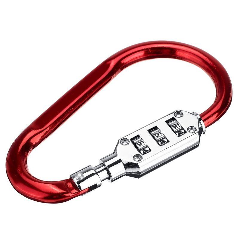 Padlock / carabiner with combination - red