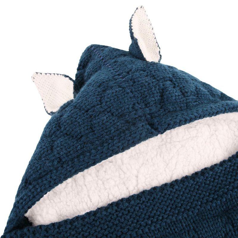 Baby sleeping bag with rabbit ears - dark blue