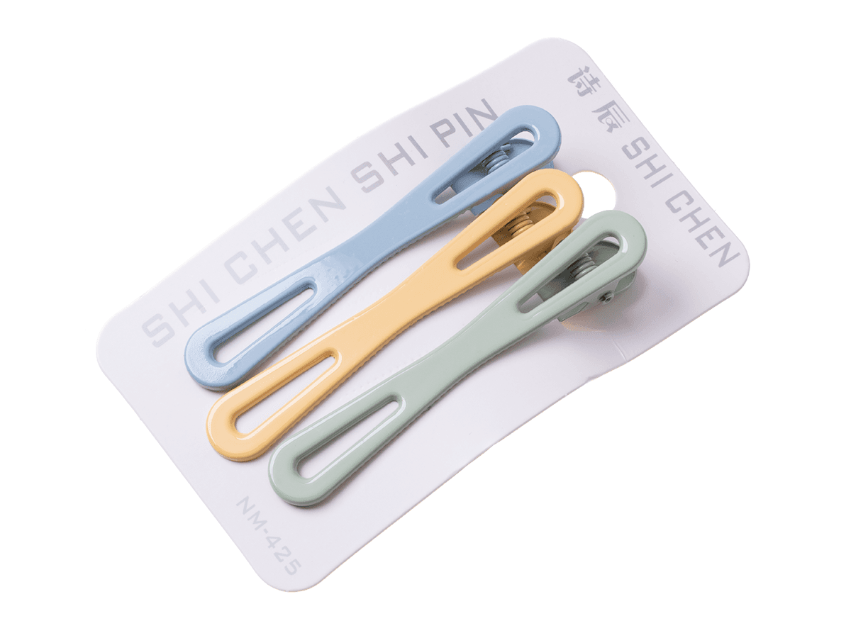 A set of 3 pieces hairpins "infinity" - gree yellow blue