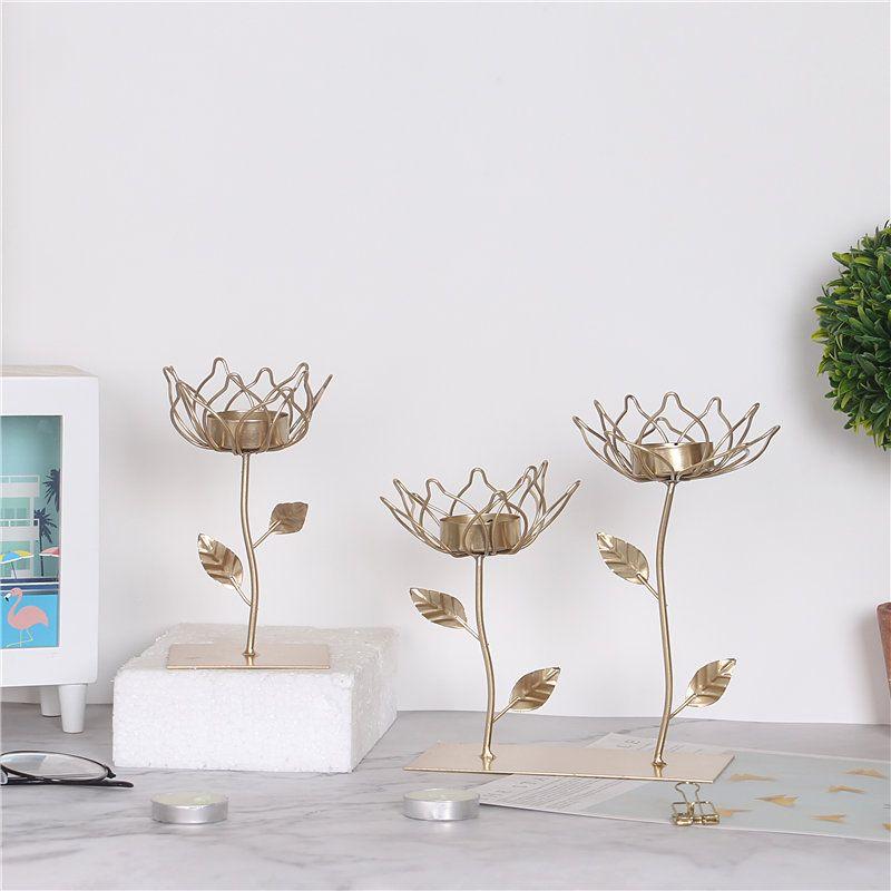 Decorative golden candlestick - two tulips
