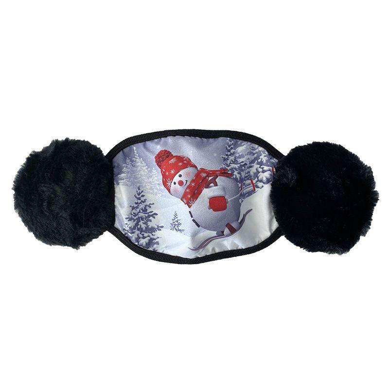 Świąteczna maska / maseczka na twarz dla dzieci z nausznikami – bałwan II