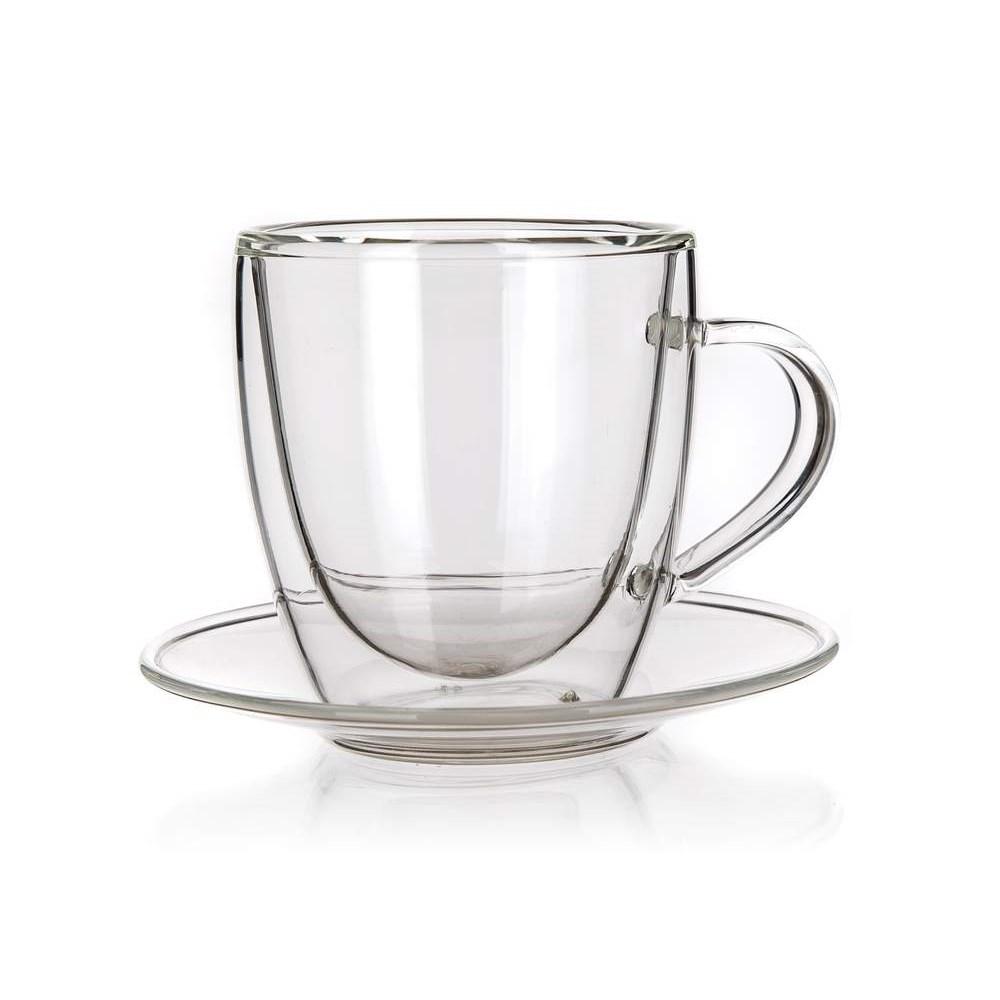 Double-walled mug with a saucer DOBLO 80 ml