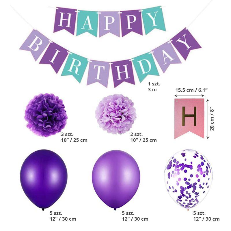 Dekoracja balonowa urodzinowa - fioletowa