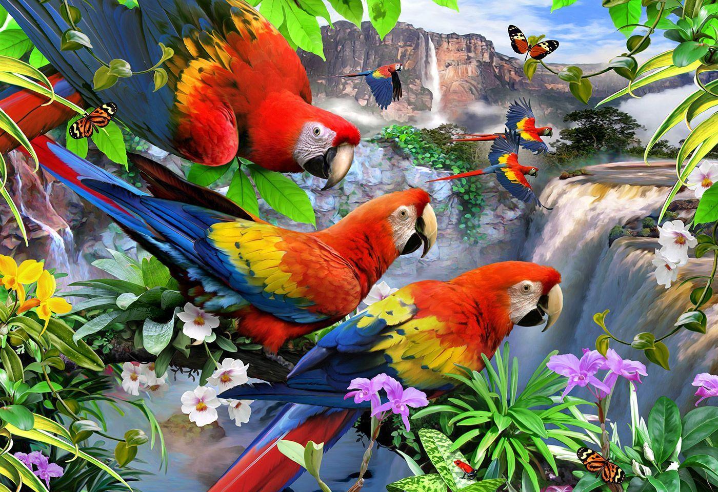 Wooden Puzzle with Figurines - Parrot Island L 300 elements