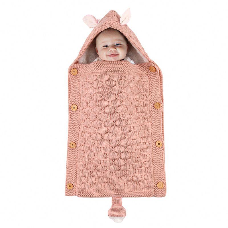 Baby sleeping bag with rabbit ears - dirty pink
