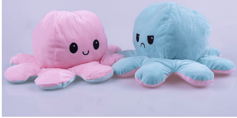 Octopus double-sided mascot 30 cm - light blue & pink