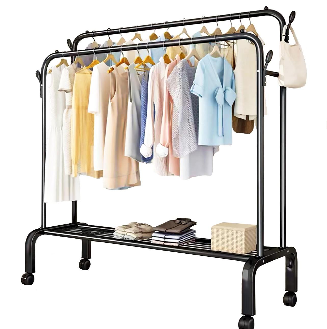 Multifunctional free-standing clothes hanger 150x154cm - black