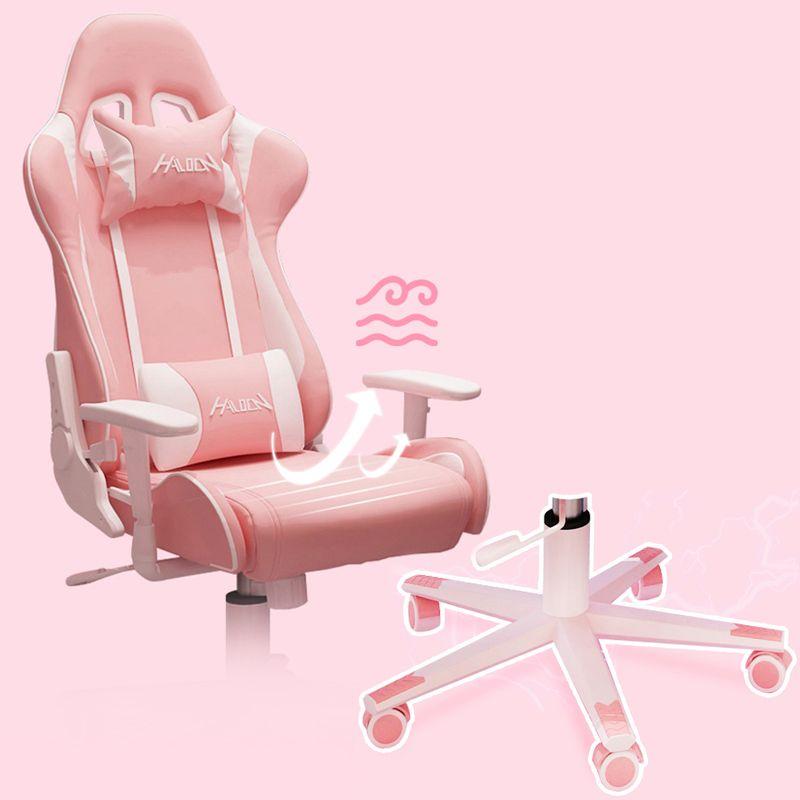 Computer / gaming chair - pink and white