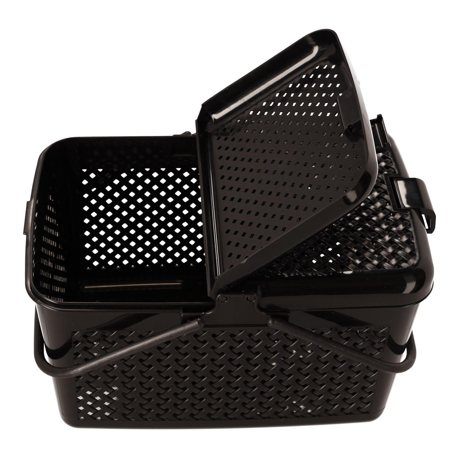 Rectangular picnic basket lockable black, POLISH PRODUCT