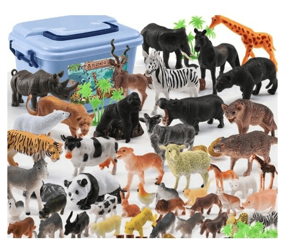 Safari animals figurine set 58 elements with a handy box